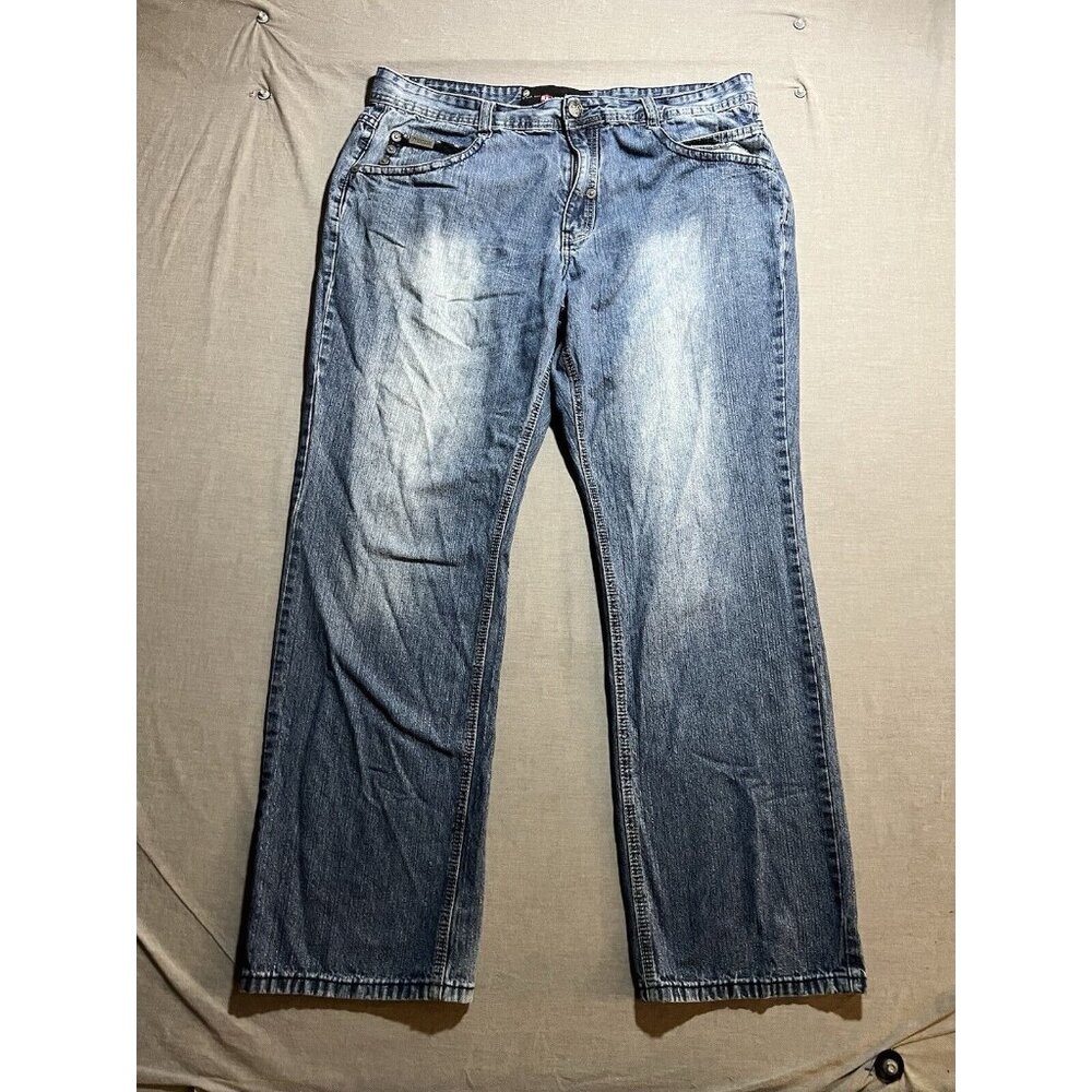 Mecca Slim Fit Jeans Mens‎ Size 40x31 Blue  Denim Pocketed Zip 100% Cotton.